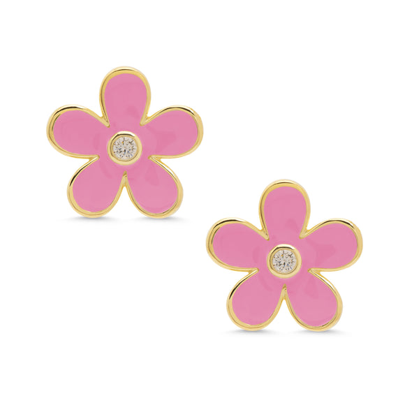 Stud Earrings | Flower | Pink