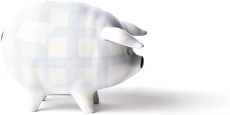 Gingham Piggy Bank - Blue
