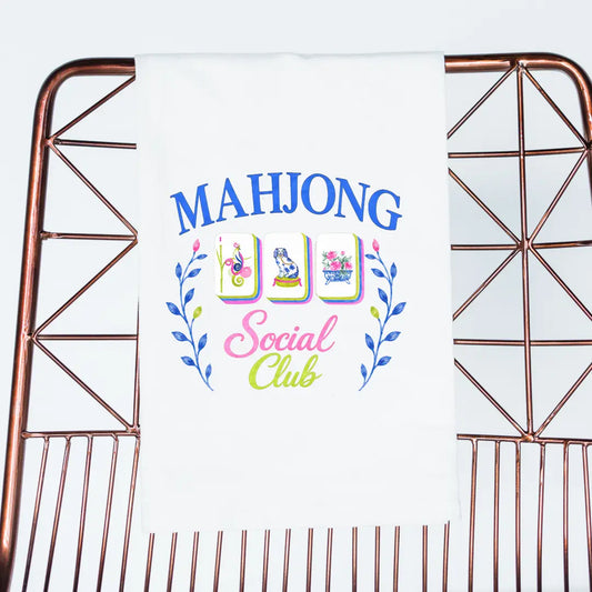 Mahjong Social Club Blue Tea Towel
