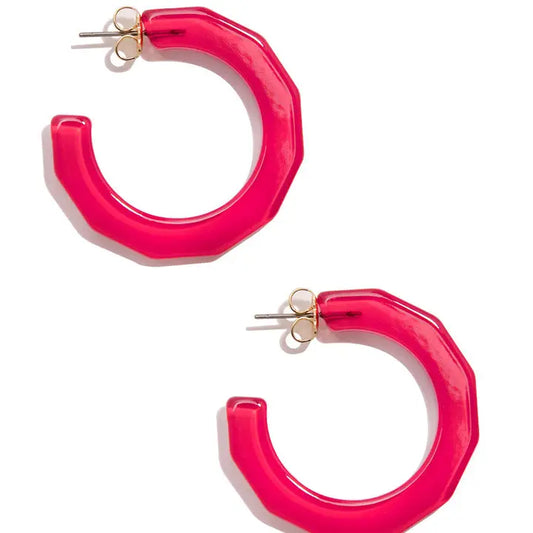 Small Textured Hoop Earring | Hot Pink