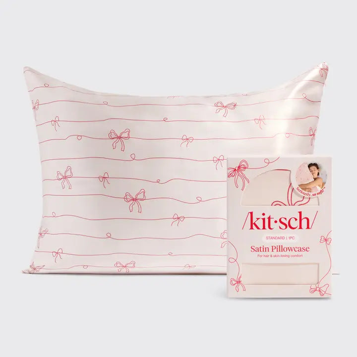 Satin Pillowcase | Striped Bows