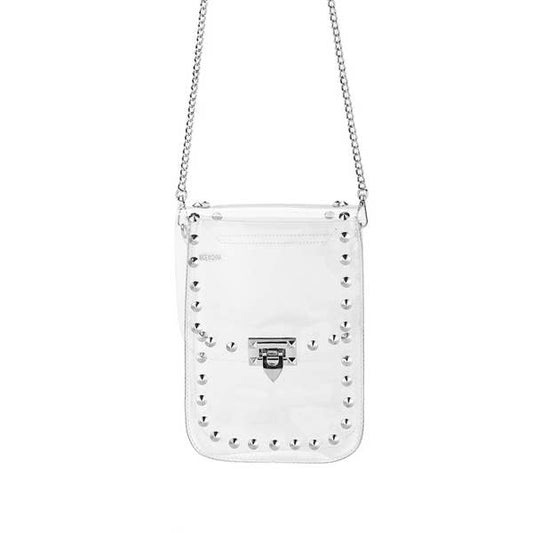 Clear Studded Crossbody Bag | Silver