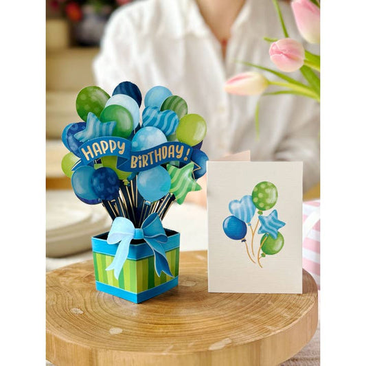 Mini Pop-Up Greeting Cards | Blue Birthday Balloons