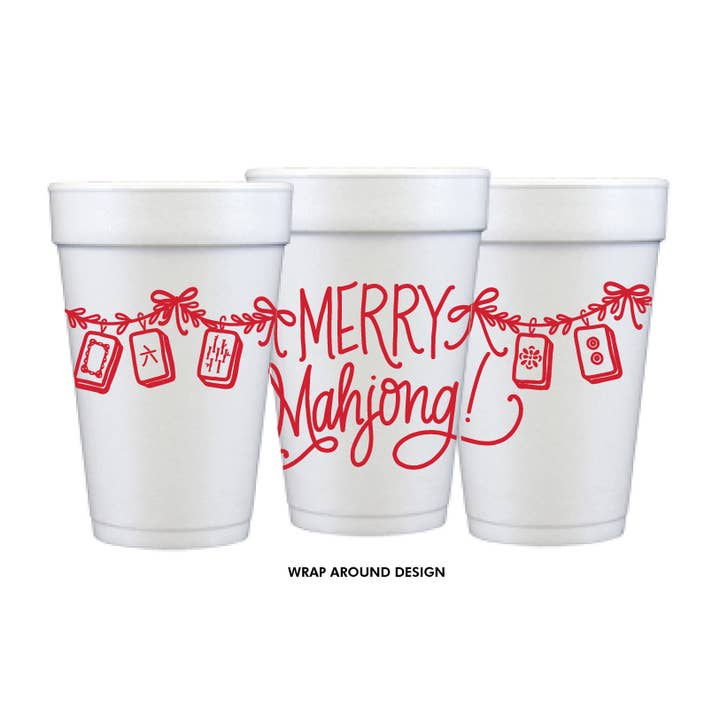 Foam Cups | Red Merry Mahjong