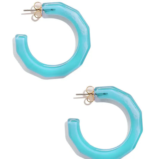 Small Textured Hoop Earring | Neon Blue
