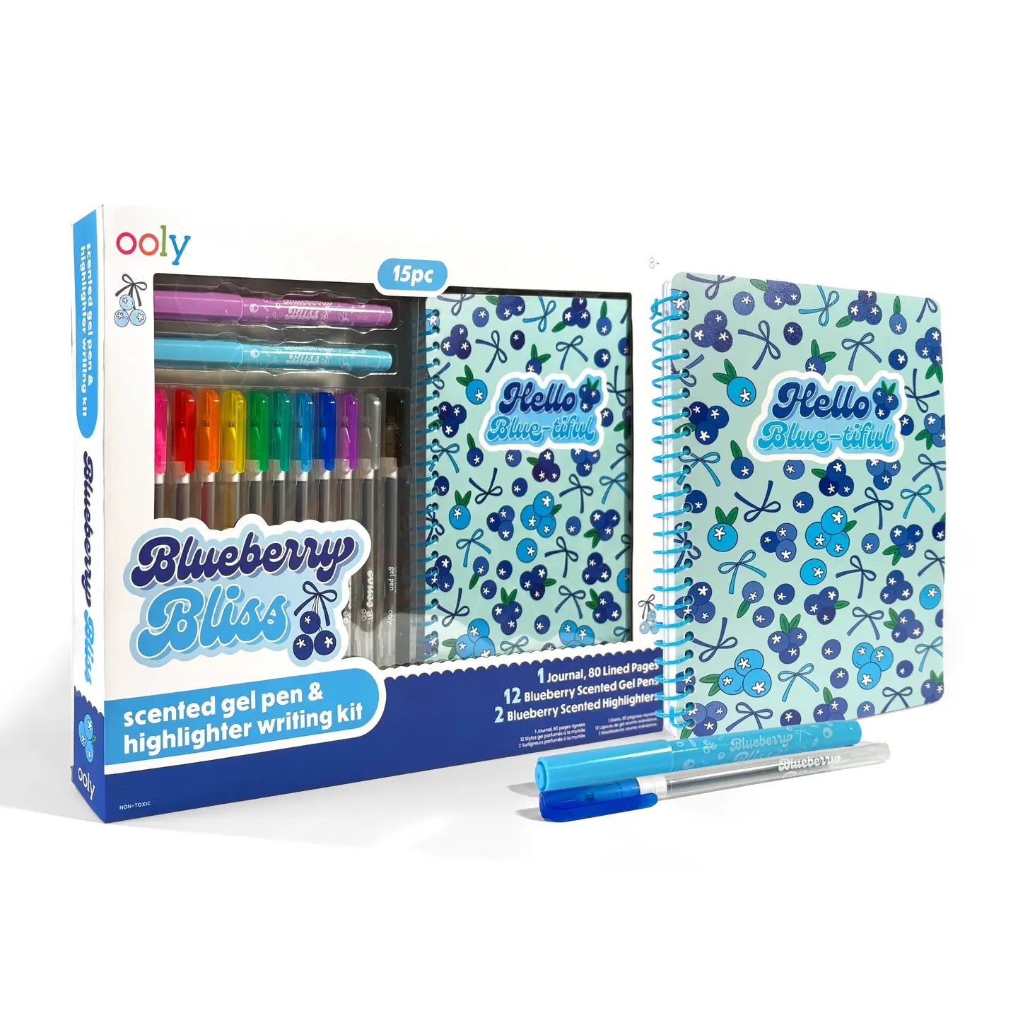 Blueberry Bliss: Scented Gel Pen & Highlighter Writing Kit