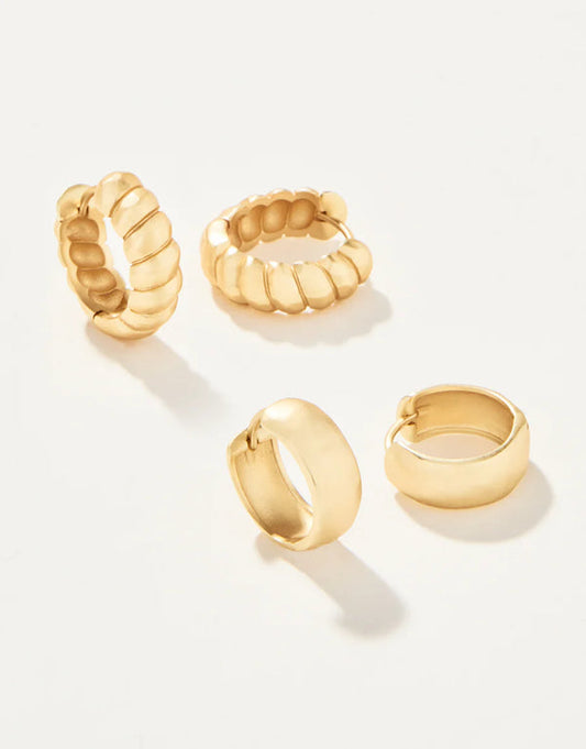 Classic Hoop Earring Set Gold (2 pairs)