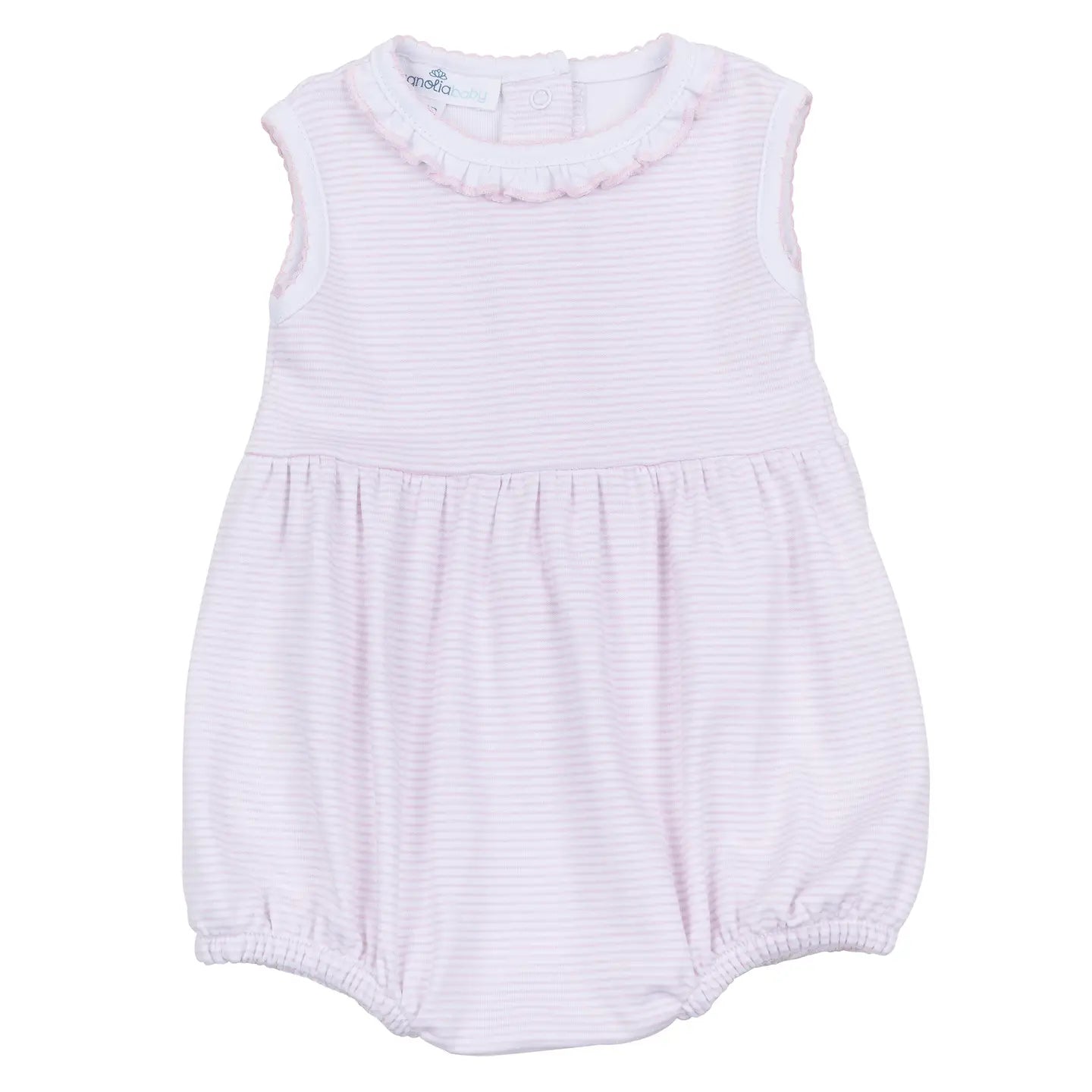 Mini Stripes Ruffle Sleeveless Bubble | Pink