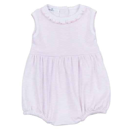 Mini Stripes Ruffle Sleeveless Bubble | Pink