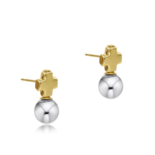 Signature Cross Small Mixed Metal Stud | Classic Sterling