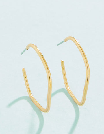 Ripple Wave Hoop Earrings 32mm Gold