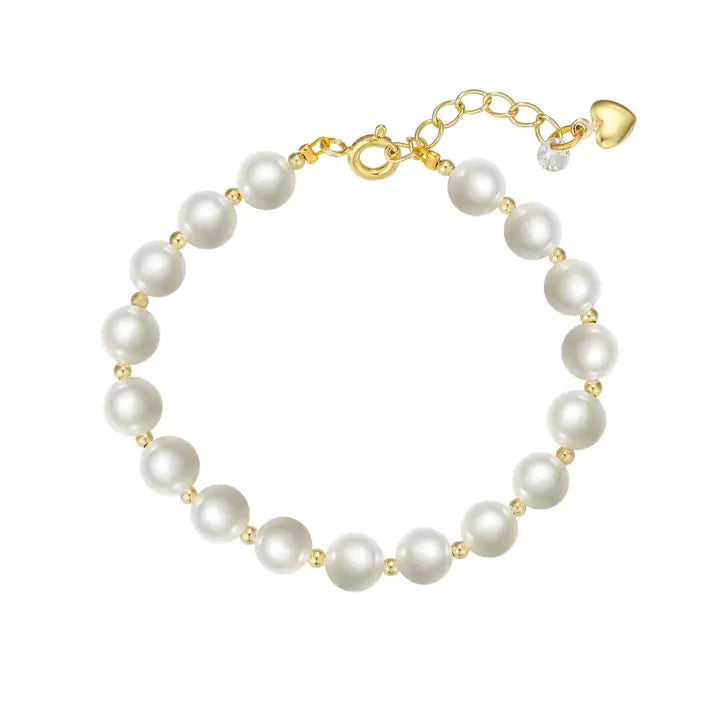Bracelet | Gold | Imitation Pearl and Gold Ball