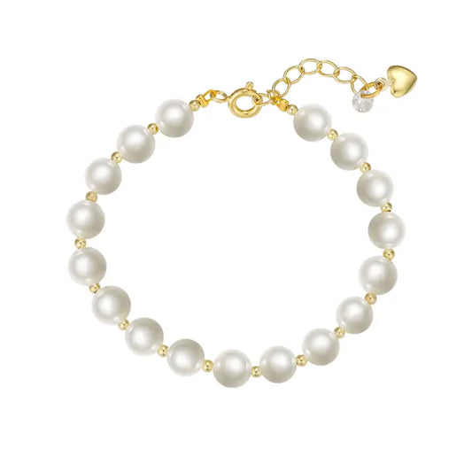 Bracelet | Gold | Imitation Pearl and Gold Ball