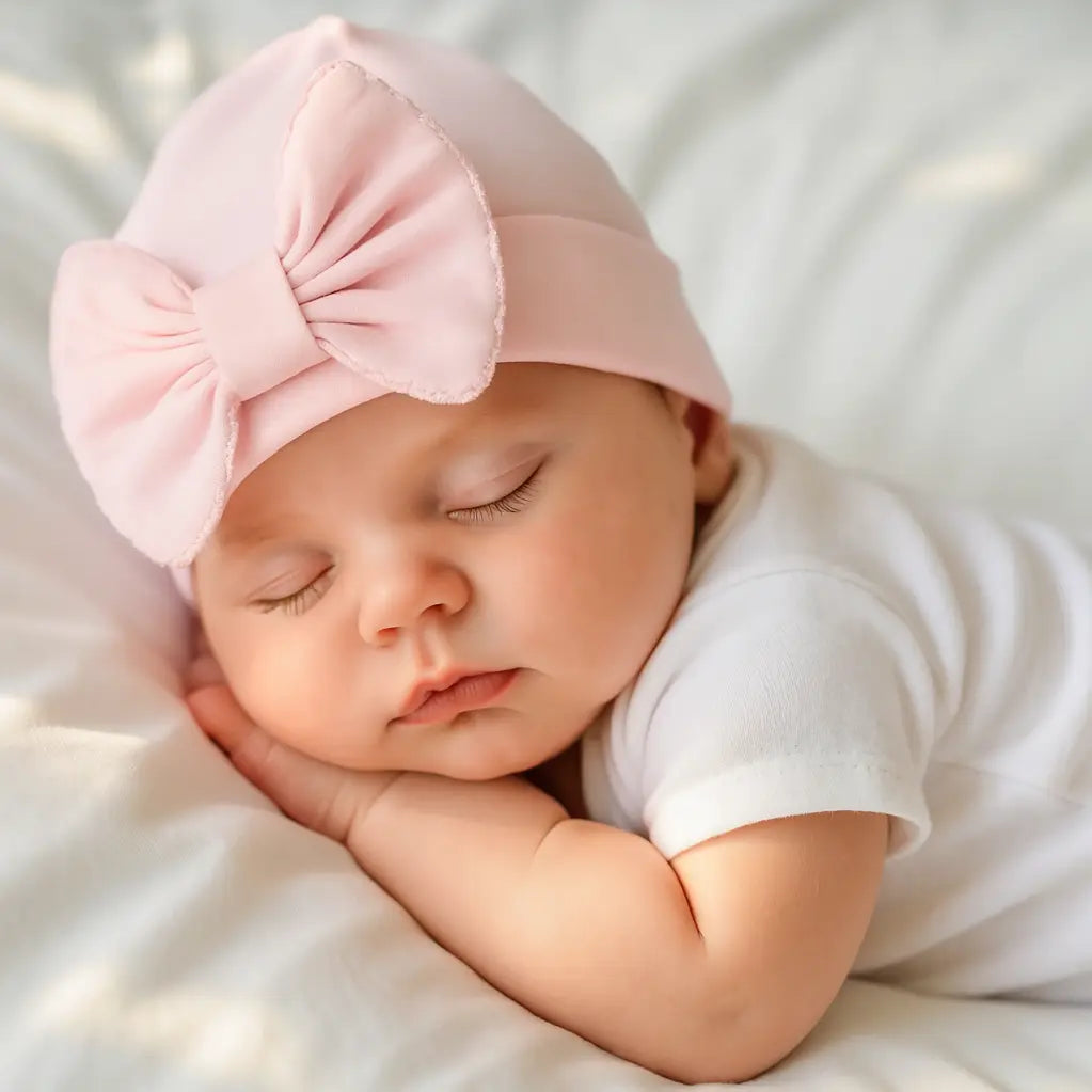 Essentials Solid Pink Bow Hat