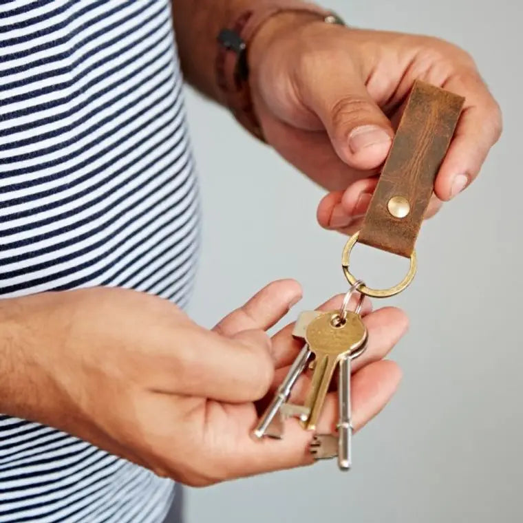 Buffalo Leather Loop Keyring | Brown