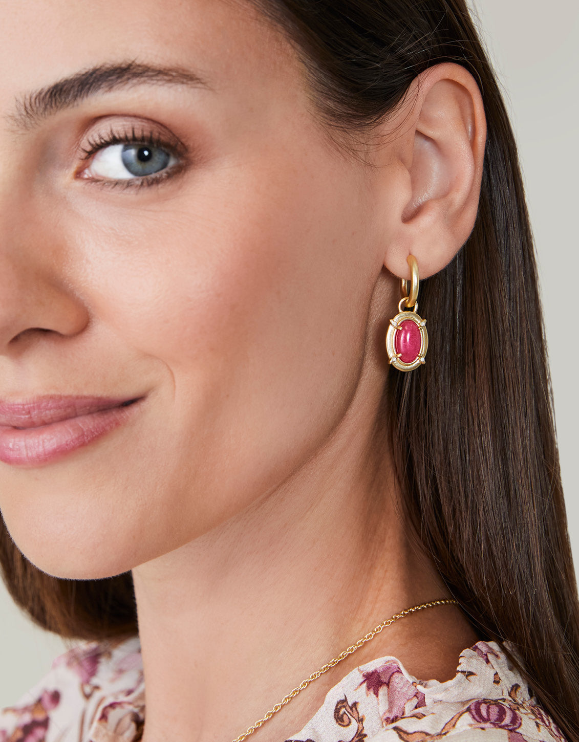 Greta Convertible Hoop Earrings - Pink