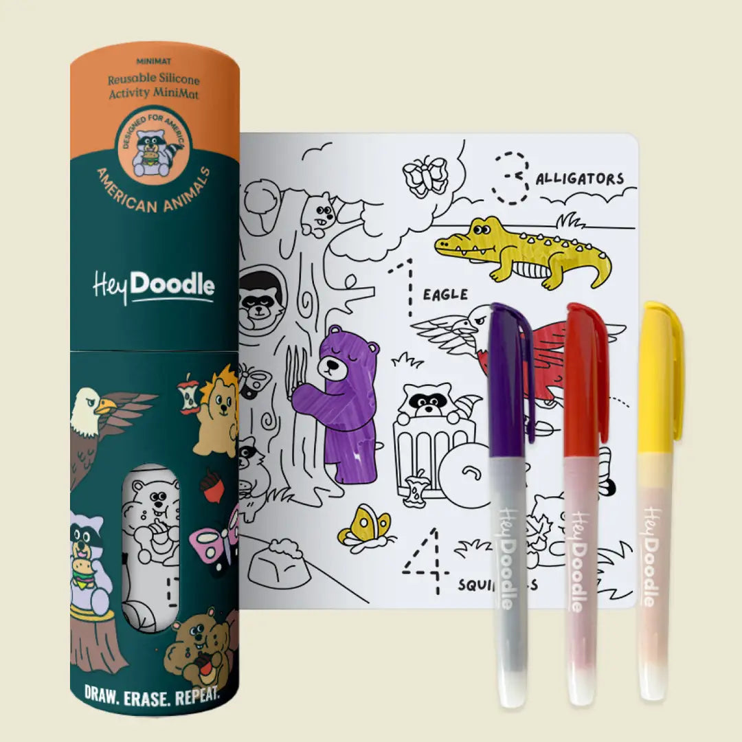 Mini Coloring & Doodle Mat | American Animals