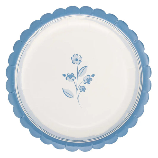 Round Blue Flower 8" Plate