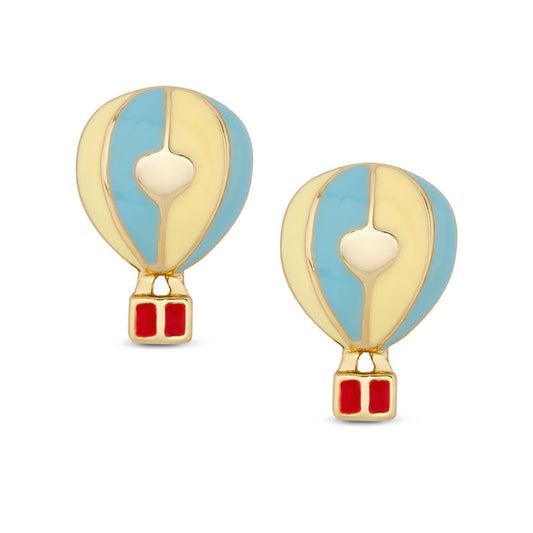 Gold Stud Earrings - Hot Air Ballons