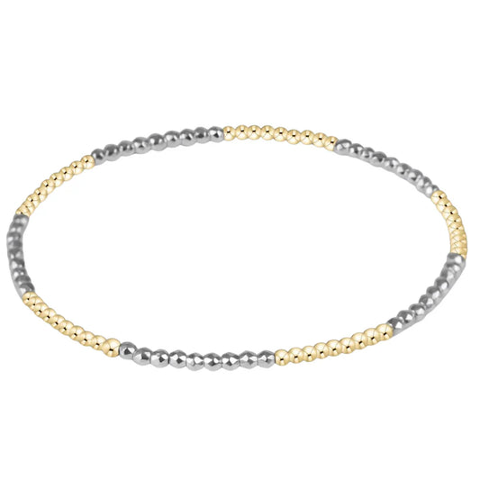 Blissful Pattern 2mm Bead Bracelet | Bright Silver Faceted Hematite