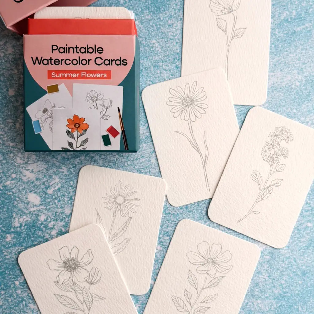 Paintable Watercolor Card Deck | Summer Flowers