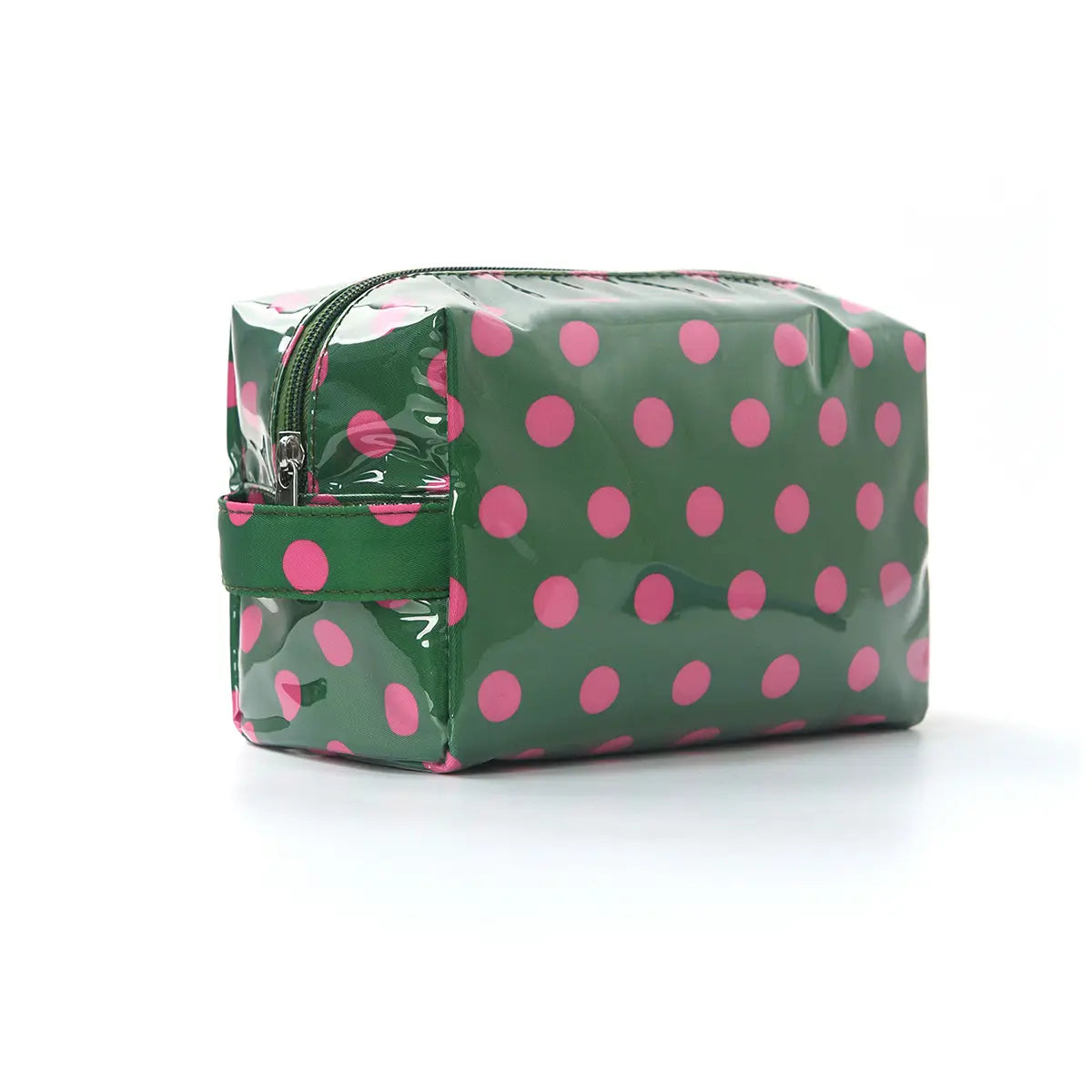 Waterproof Makeup Bag | Green w/Pink Dot
