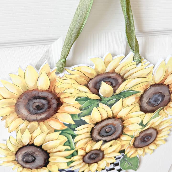 Door Hanger | Sunflower Check Vase