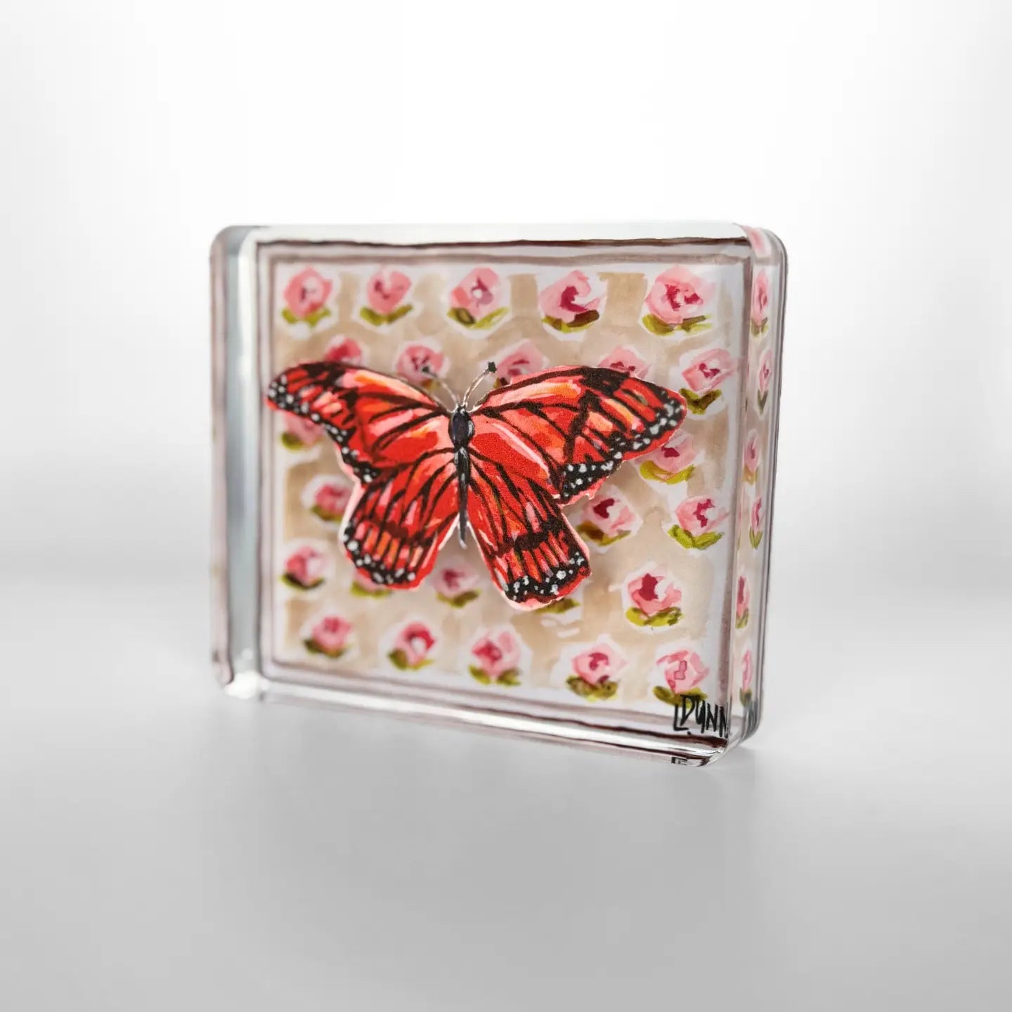 Monarch Butterfly On Peach Block | Small