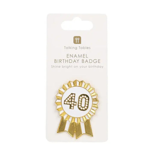 Luxe Gold Enamel Birthday Pin Badge | 40