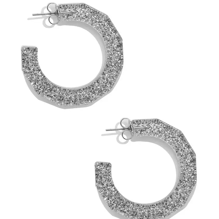 Small Textured Hoop Earring | Silver