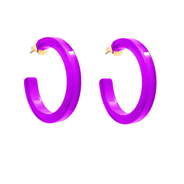 Medium Resin Hoop Earring | Purple