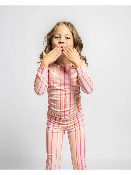 Kid's Addie Stripe Long Sleeve Pajamas