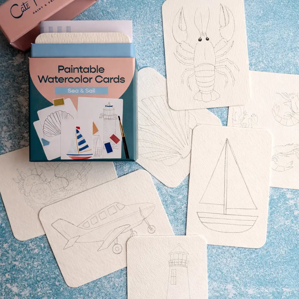 Paintable Watercolor Card Deck | Sea and Sail