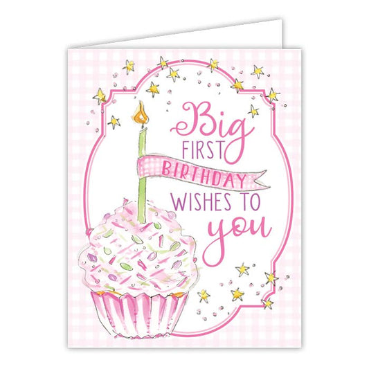 Greeting Card | First Birthday | Pink Cupcake