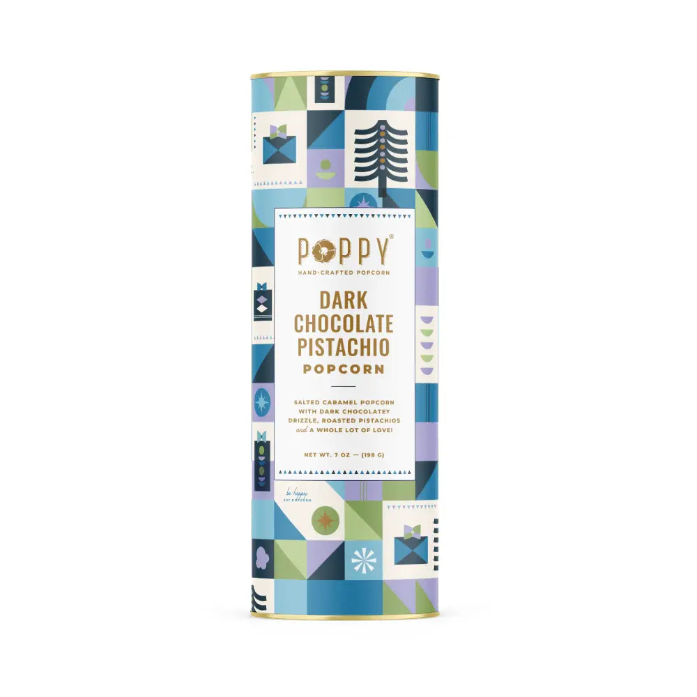 Dark Chocolate Pistachio Cylinder Holiday Popcorn