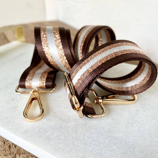 Bag Strap - Stripe Gold and Chocolate