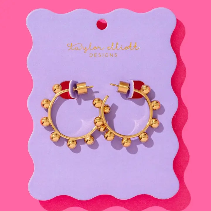 Hoop Earrings | Gold-Plated with Round Balls | Dottie