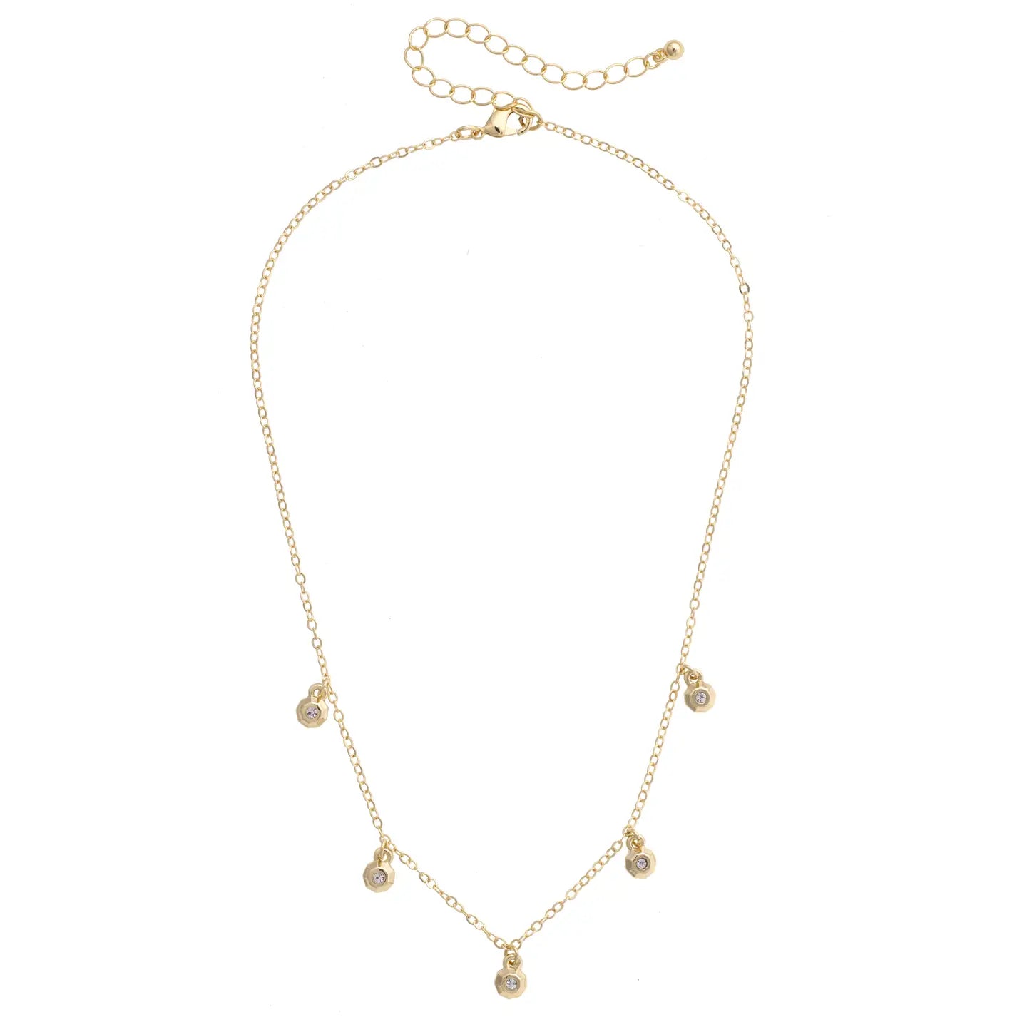 Lana Rhinestone Charm Necklace in Shiny Gold