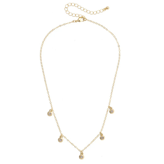 Lana Rhinestone Charm Necklace in Shiny Gold