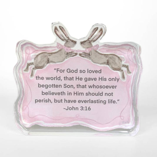 Acrylic Scripture Block | Pink John 3:16