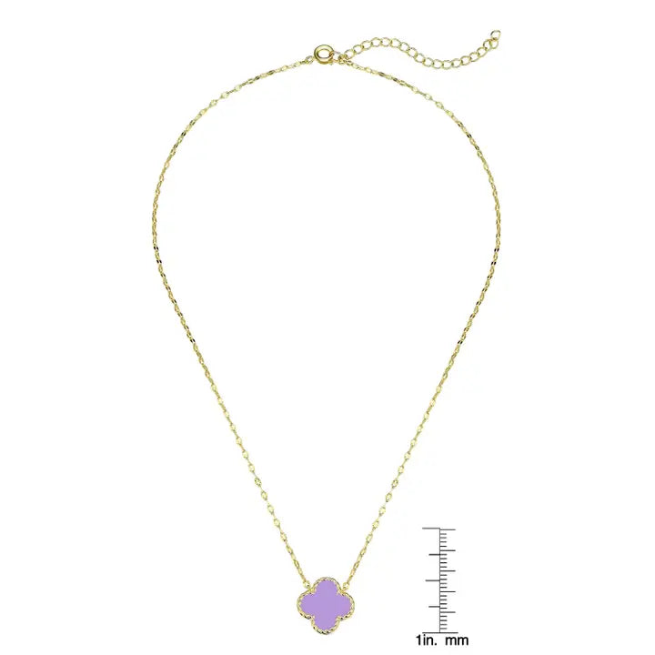 Necklace | Gold | Four Leaf Clover | Purple