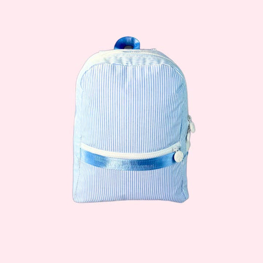 Small Backpack | Glossy | Baby Blue Preppy Stripe