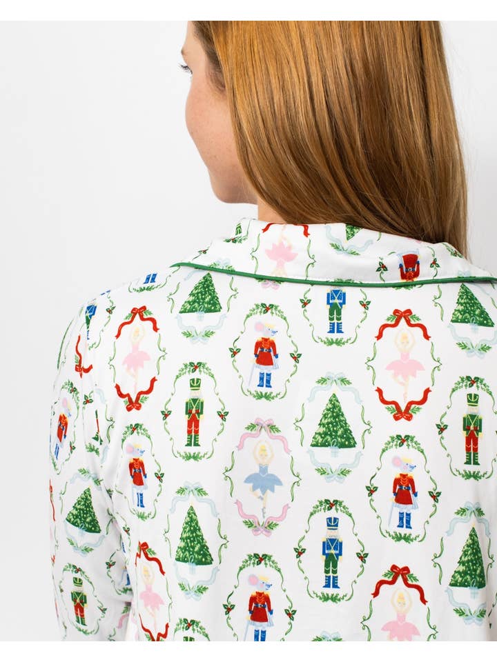 Long Sleeve Button Up Sleep Shirt | Nutcracker Waltz