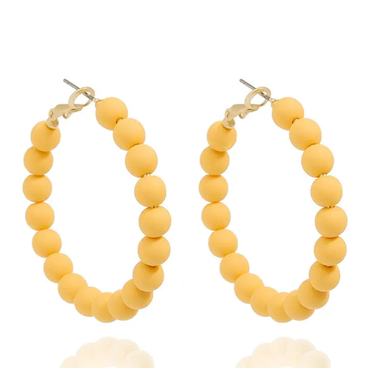 Matte Resin Bead Hoop Earring | Honey