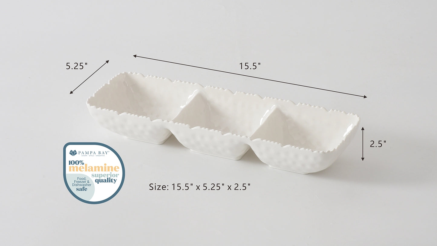 Melamine | 3 Section Serving Piece | Waves