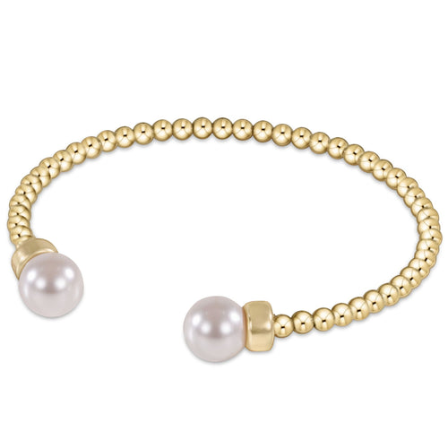 Classic Gold 3mm Bead Cuff | Pearl
