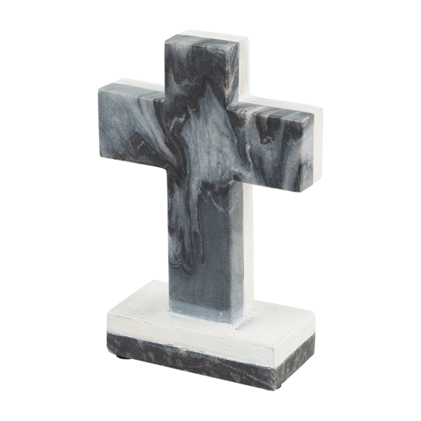 Gray Marble Wood Cross