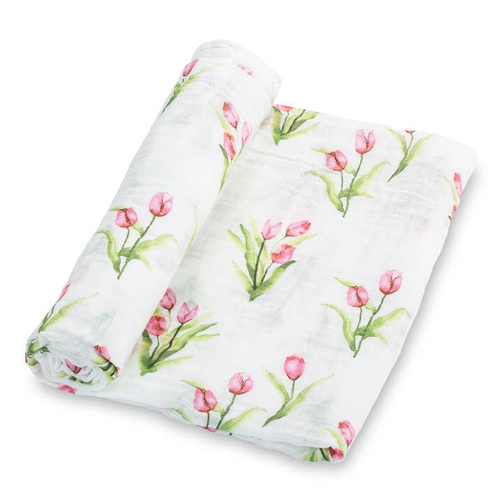 Muslin Swaddle Blanket | Tulip Garden