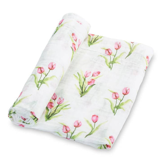 Muslin Swaddle Blanket | Tulip Garden
