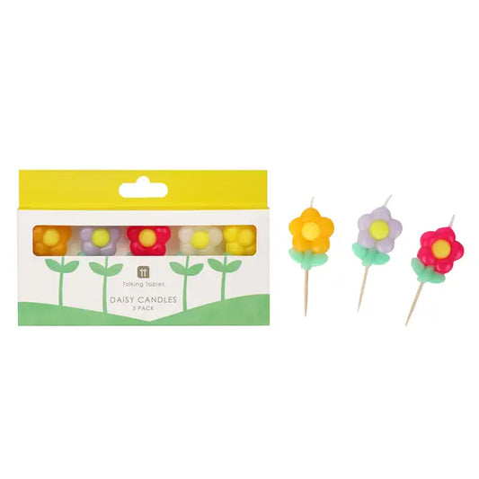 Multi Colored Daisy Birthday Candles | 5 Pack